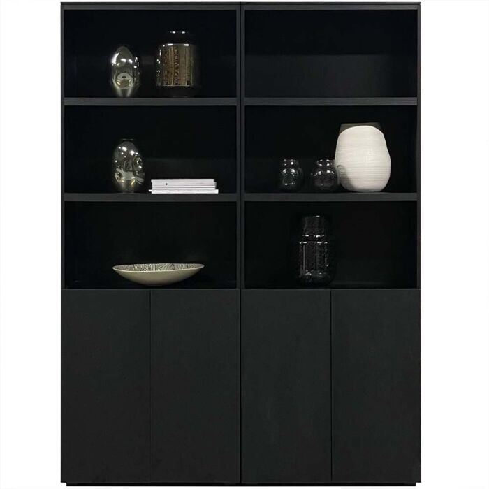 Boekenkast Basic Libara 80cm Zwart 3 Open Vakken 