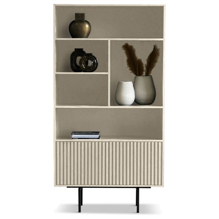 Boekenkast Sapphire 120cm 5 Vaks Rechts Taupe