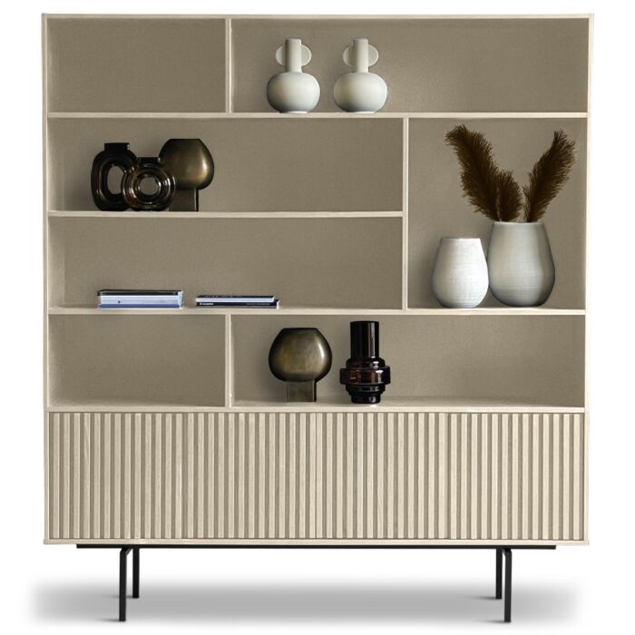 Boekenkast Sapphire Breed 200cm 7 Vaks Taupe