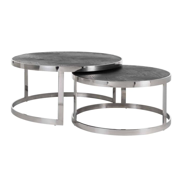 Salontafel Blackbone silver set van 2