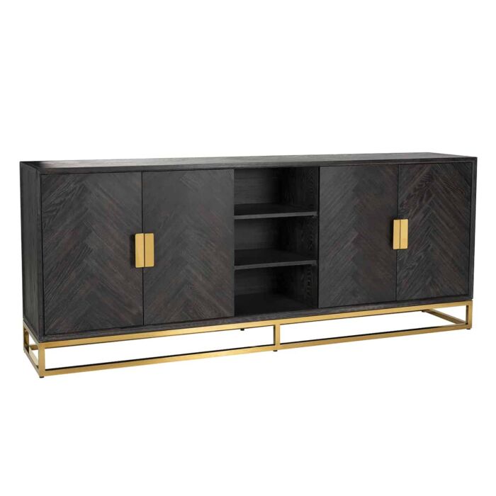 Dressoir Blackbone gold 4-deuren + open vak