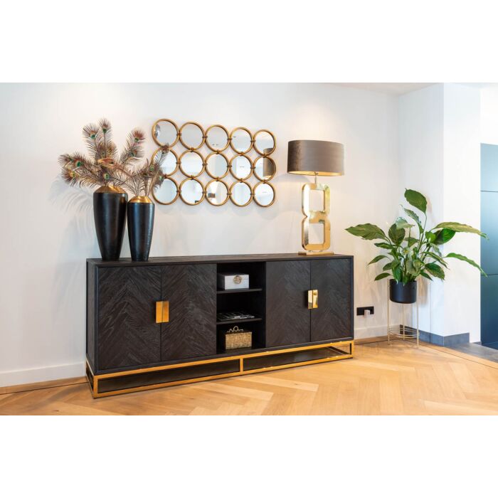 Dressoir Blackbone gold 4-deuren + open vak