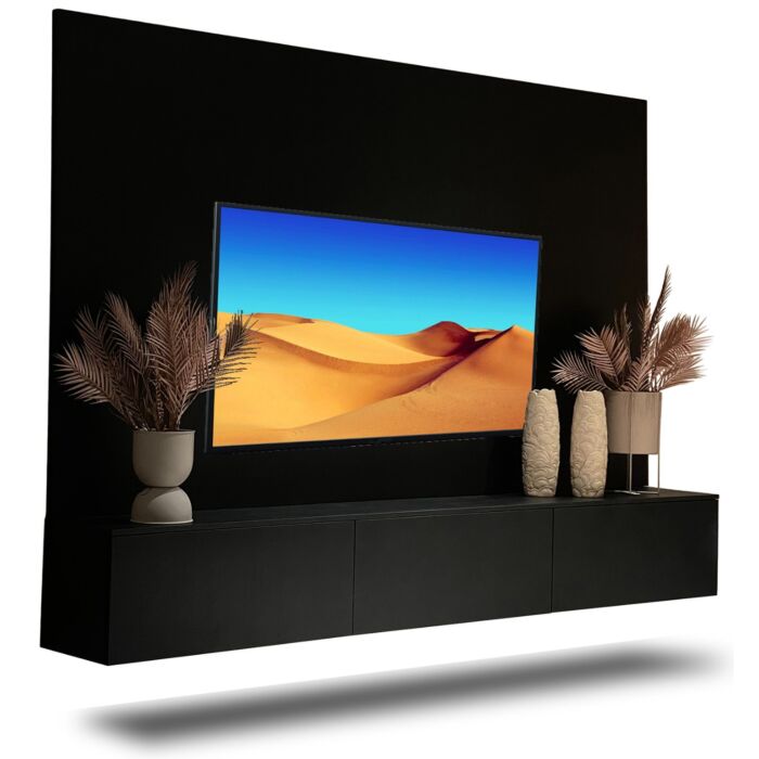 TV-wandmeubel Charm Cinewall 277cm Zwart