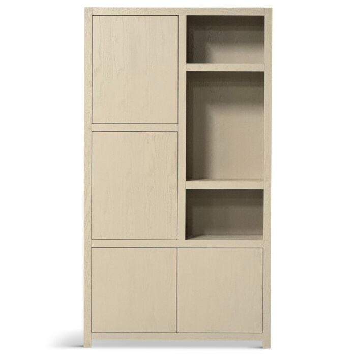 Boekenkast Juwel 120cm 4 Deuren 3 Open Vakken Taupe