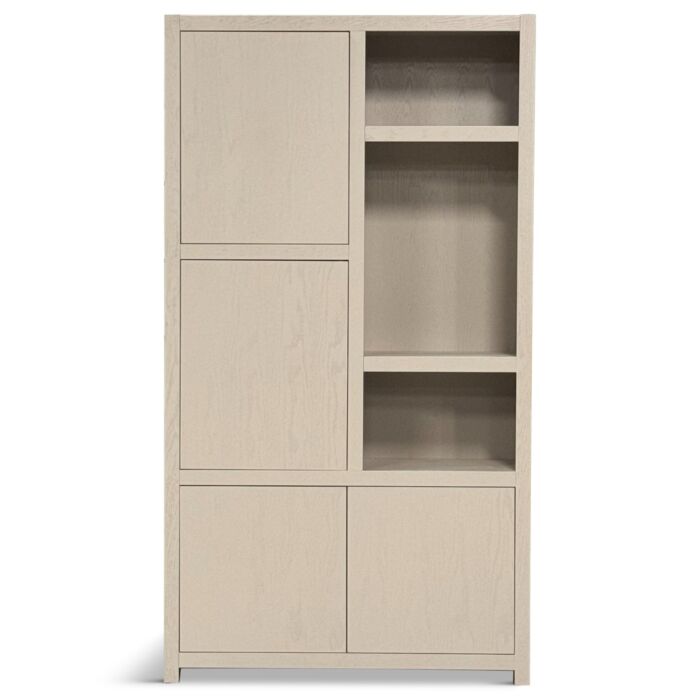 Boekenkast Juwel 120cm 4 Deuren 3 Open Vakken Taupe