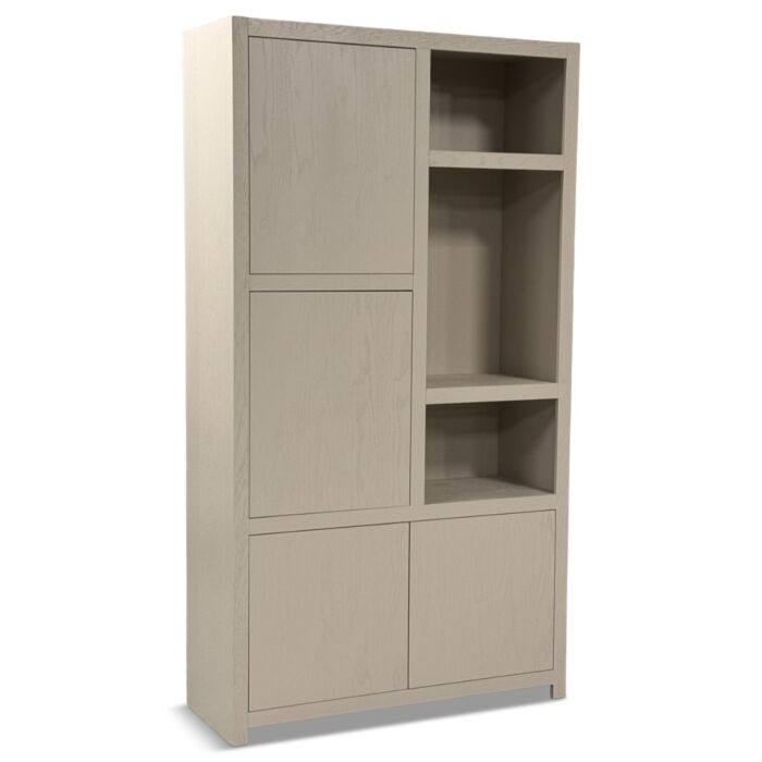 Boekenkast Juwel 120cm 4 Deuren 3 Open Vakken Taupe