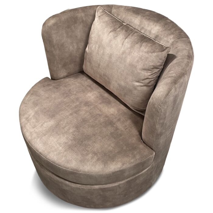 Draaibare Lounge Fauteuil Velours Taupe Desiree 