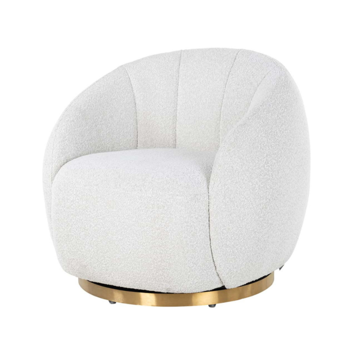 Draaifauteuil Jago white bouclé / brushed gold