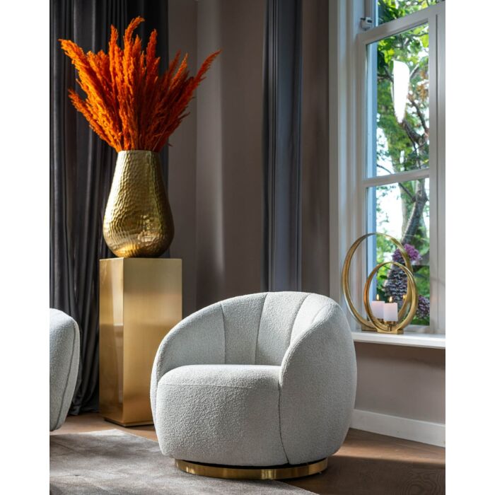 Draaifauteuil Jago white bouclé / brushed gold