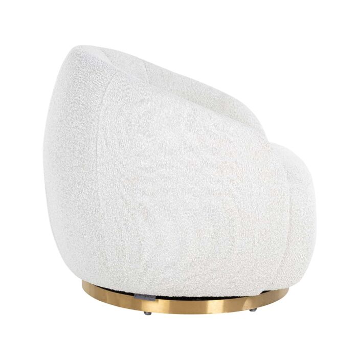 Draaifauteuil Jago white bouclé / brushed gold