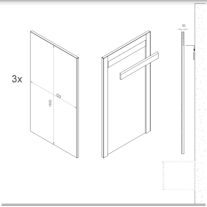 TV-wandmeubel Charm Cinewall 277cm Zwart