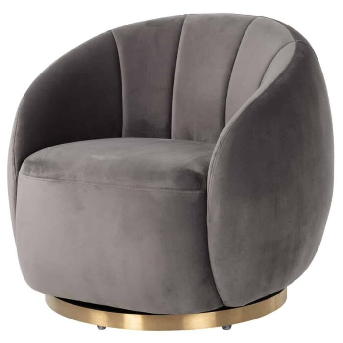 Draaifauteuil Jago stone velvet / brushed gold